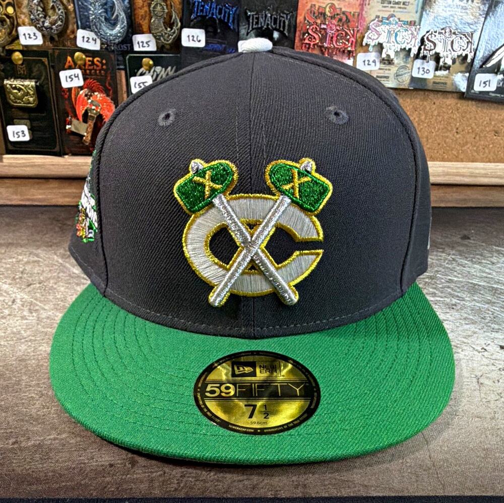 Exclusive New Era 59FIFTY Chicago Blackhawks GiTD Hat Black/Green 7 1/2